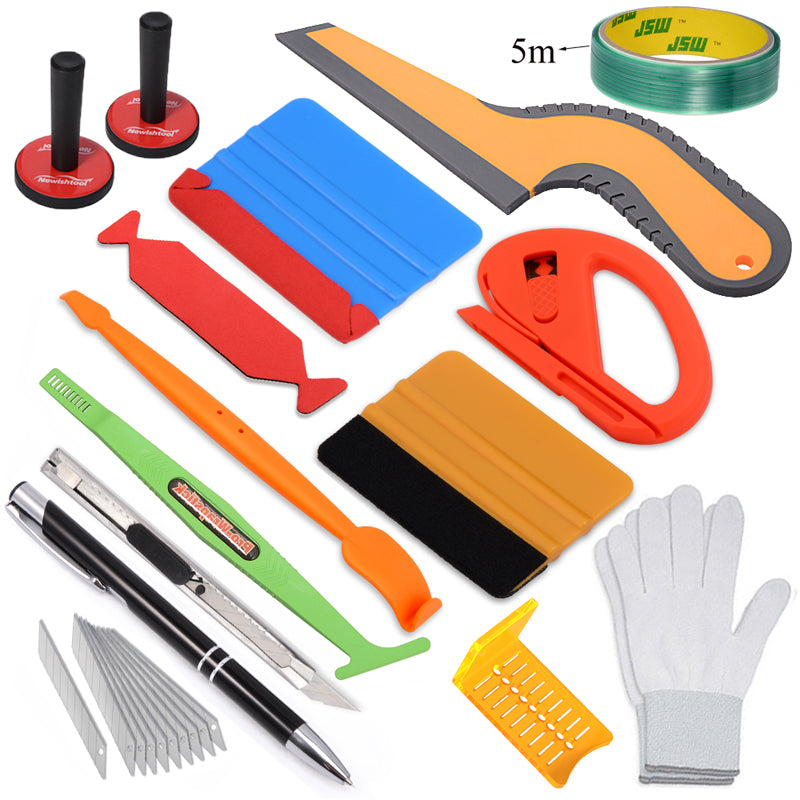 Vehicle Vinyl Wrap Tool Kit Car Wrap Kit Include Vinyl Squeegee, Film Cutter, Air Release Pin, Utility Knife Wrap Tools for Car Wrapping Window Film