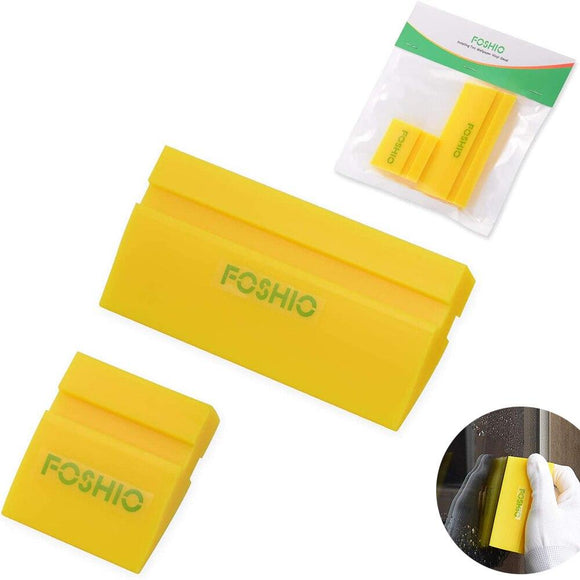 FOSHIO 2pcs Car Tinting Tool Rubber Squeegee Blade Window Tint Vinyl Wrapping Clean Scraper Water Wiper