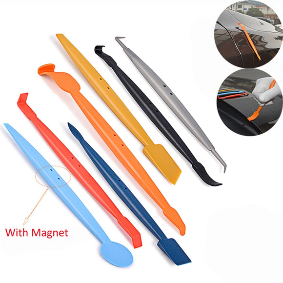 FOSHIO 7in1 Magnet Mirco Corner Edge Stick Squeegee Set Window Tint Auto Accessories